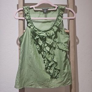 Banana Republic Silk Green Ruffled Blouse
